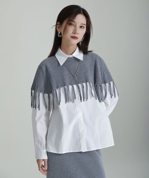 Fringe Knit Cape & Skirt Co-ord